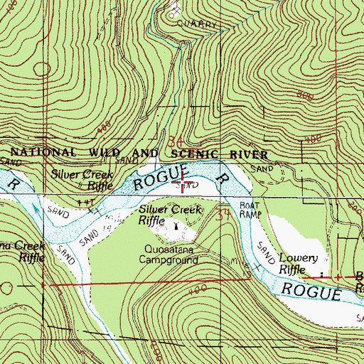 Topographic Map of Bacon Flat, OR