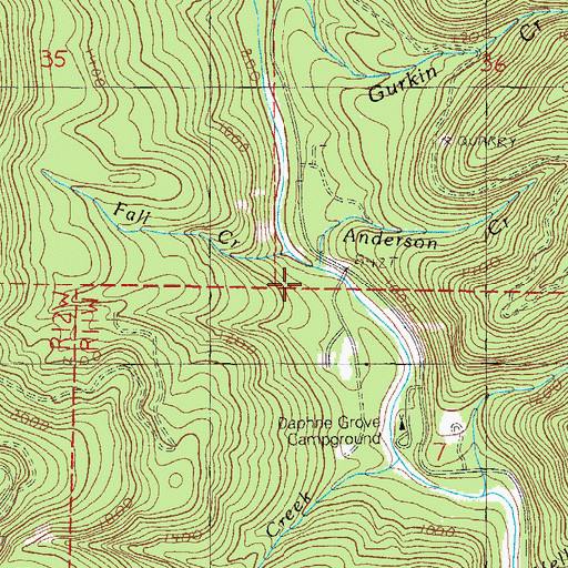 Topographic Map of Fall Creek, OR
