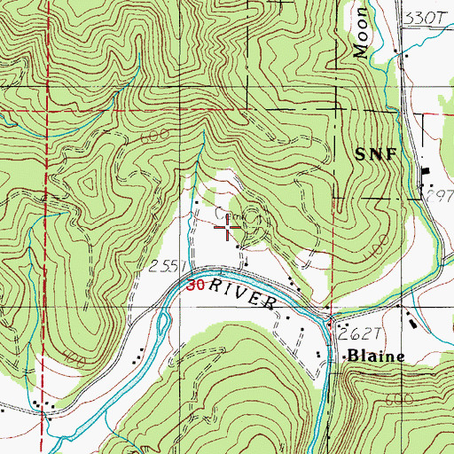 Topographic Map of Blaine Cemetery, OR