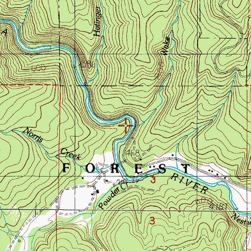 Topographic Map of Wake Creek, OR