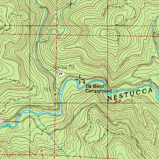 Topographic Map of Elk Bend Campground, OR