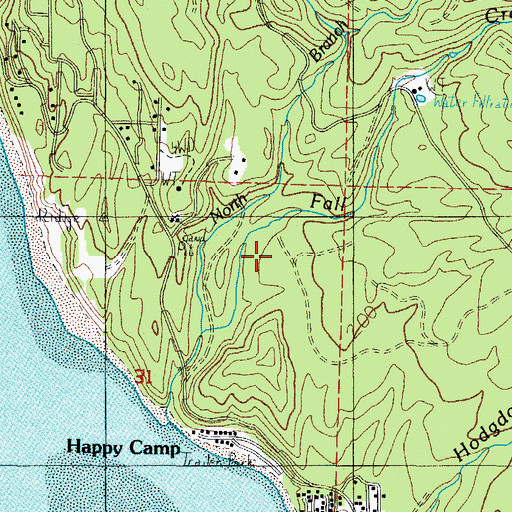 Topographic Map of North Branch Fall Creek, OR