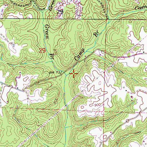 Topographic Map of Camp Branch, AL