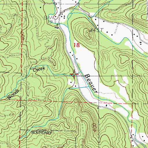 Topographic Map of Woods Creek, OR
