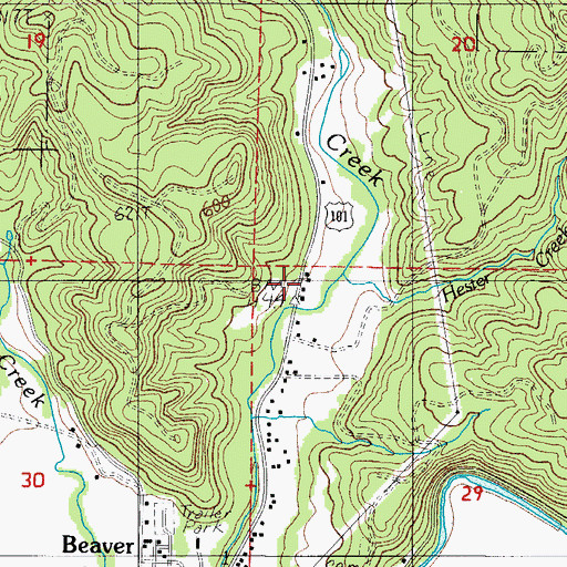 Topographic Map of Hester Creek, OR