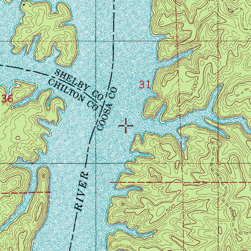 Topographic Map of Camp Branch, AL