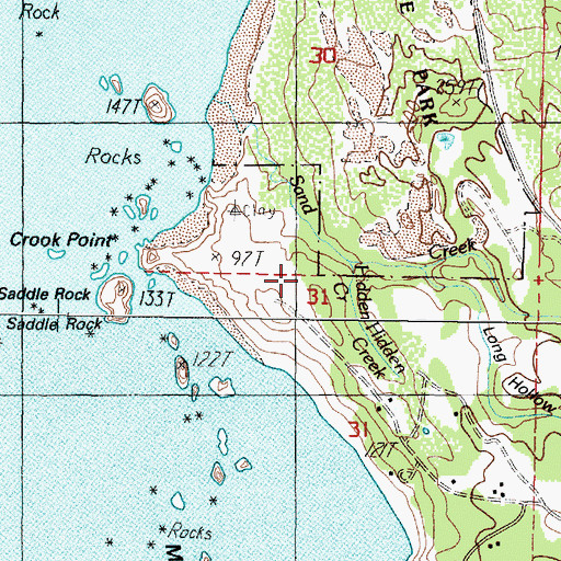 Topographic Map of Hidden Creek, OR