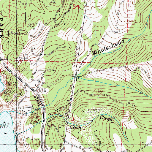 Topographic Map of South Fork Whalehead Creek, OR