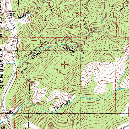 Topographic Map of Thomas Hill, OR