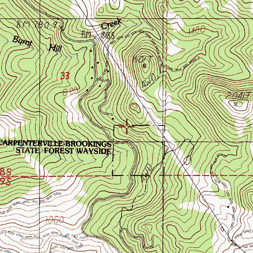 Topographic Map of Carpenterville Brookings Wayside (historical), OR