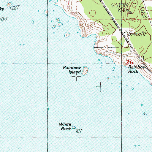 Topographic Map of Rainbow Island, OR