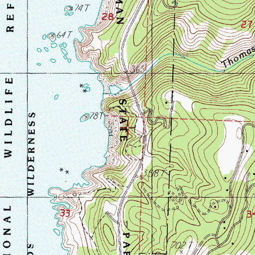 Topographic Map of Thomas Creek Rest Area, OR