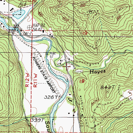 Topographic Map of Hayes Cemetery, OR