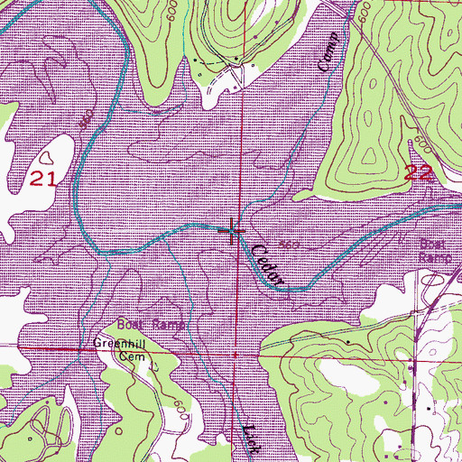 Topographic Map of Camp Branch, AL