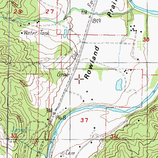 Topographic Map of Rowland Prairie, OR