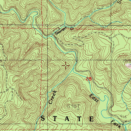 Topographic Map of Miller Creek, OR