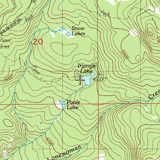Topographic Map of Triangle Lake, OR