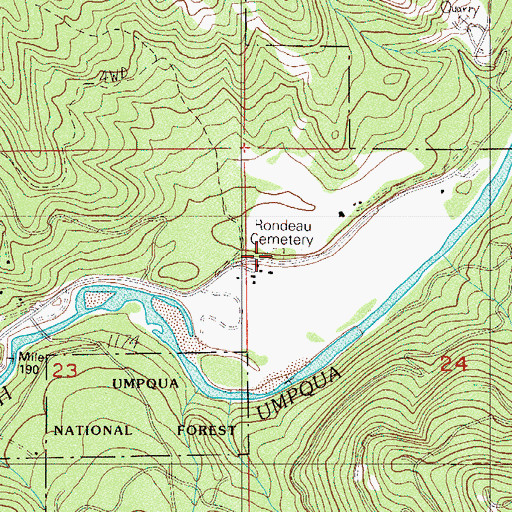 Topographic Map of Rondeau Cemetery, OR
