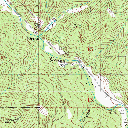 Topographic Map of Cook Creek, OR