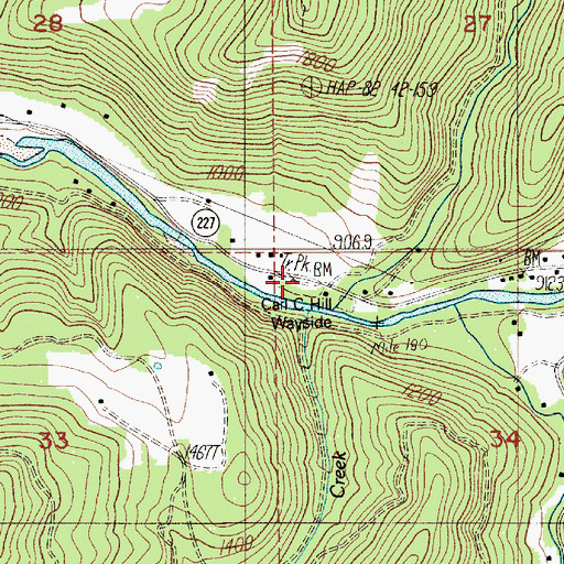 Topographic Map of Hill County Wayside, OR
