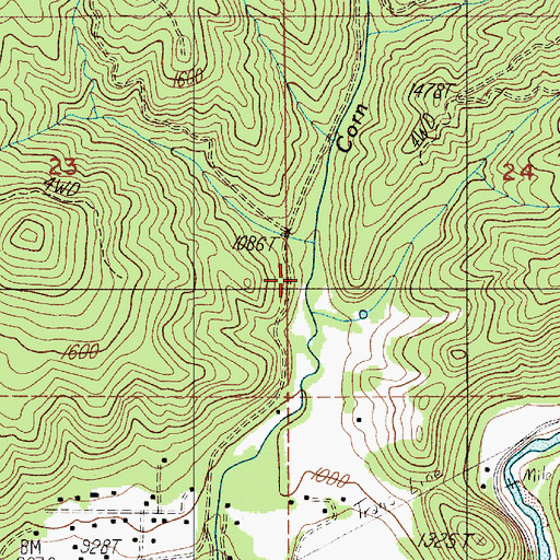 Topographic Map of Canyon Creek, OR