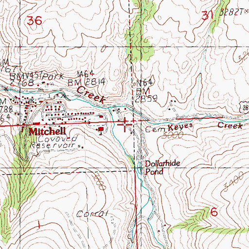 Topographic Map of Mitchell Cemetery, OR