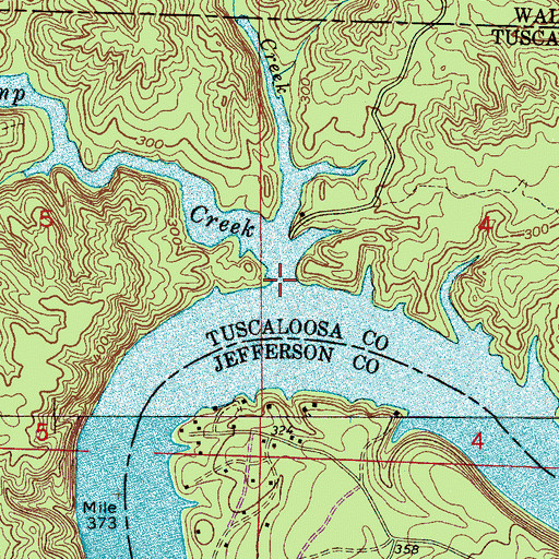 Topographic Map of Camp Creek, AL