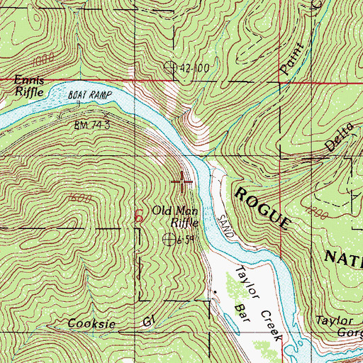 Topographic Map of Delta Creek, OR