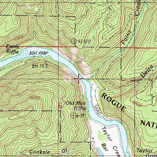 Topographic Map of Paint Creek, OR