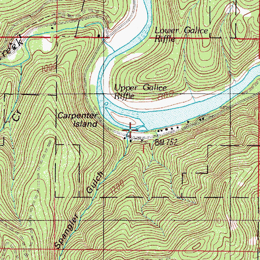 Topographic Map of Waterspout Creek, OR