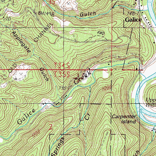 Topographic Map of Cold Springs Creek, OR