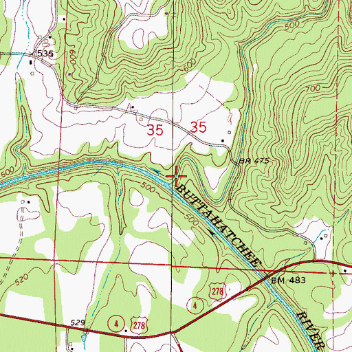 Topographic Map of Camp Creek, AL