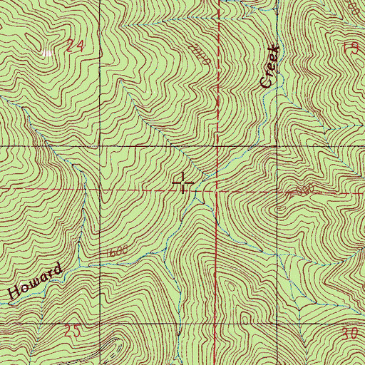 Topographic Map of East Fork Howard Creek, OR