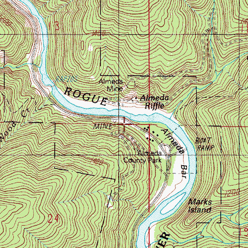 Topographic Map of Almeda (historical), OR