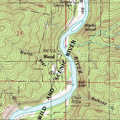 Topographic Map of Rand Recreation Area, OR