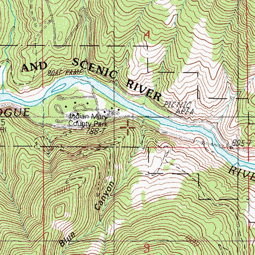 Topographic Map of Blue Canyon, OR