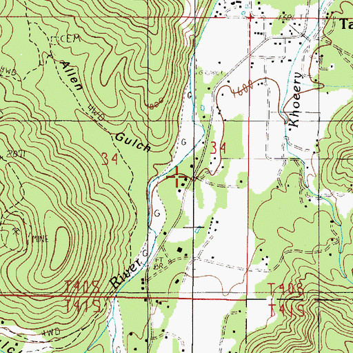 Topographic Map of Allentown (historical), OR