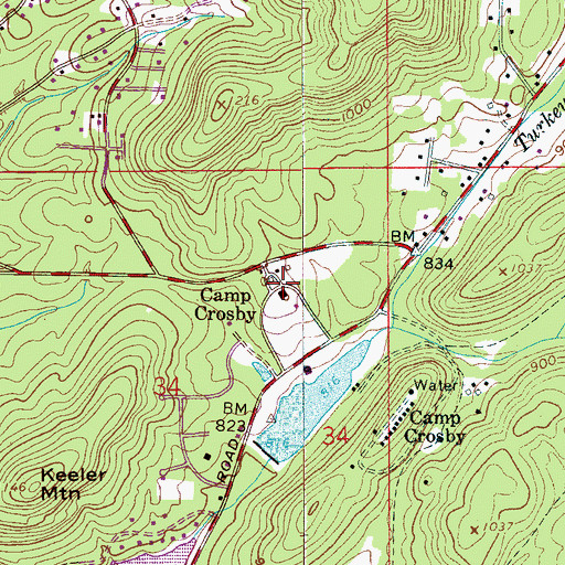 Topographic Map of Camp Crosby, AL