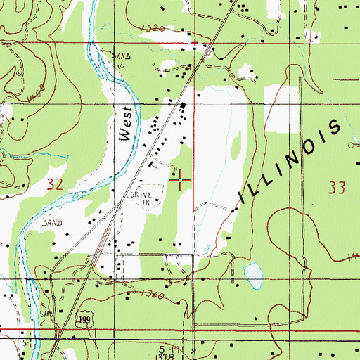 Topographic Map of Bacus Creek, OR