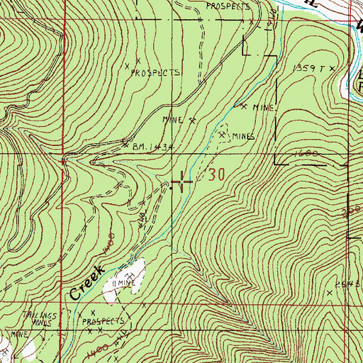 Topographic Map of Canyon Gulch, OR