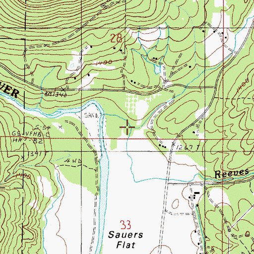 Topographic Map of Montgomery Creek, OR