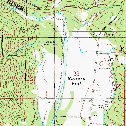 Topographic Map of Sauers Creek, OR