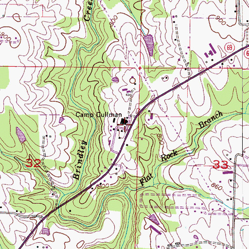 Topographic Map of Camp Cullman, AL