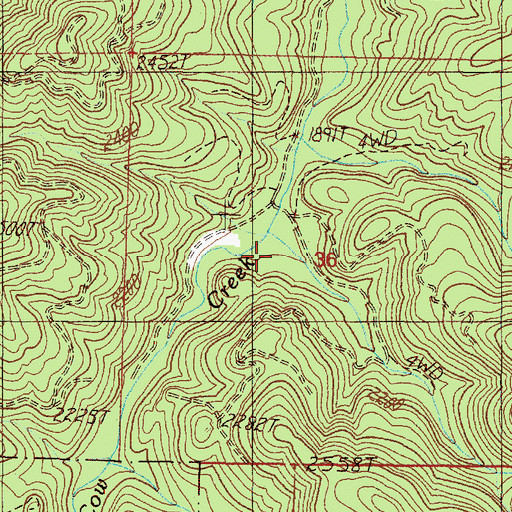 Topographic Map of Bear Creek, OR