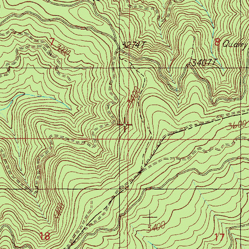 Topographic Map of East Fork of West Fork Cow Creek, OR