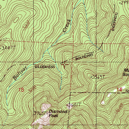 Topographic Map of Bolivar Spring, OR