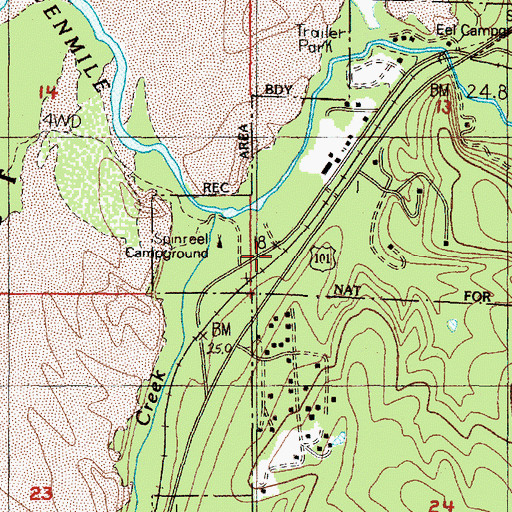 Topographic Map of South Eel Campground (historical), OR