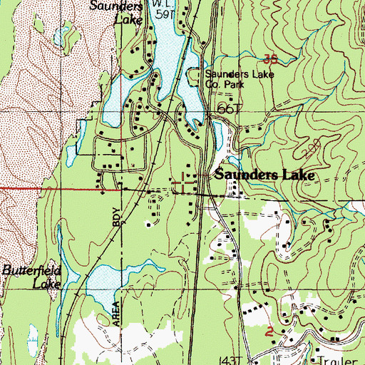 Topographic Map of Saunders Lake, OR