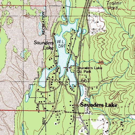 Topographic Map of Saunders Lake Boat Ramp, OR