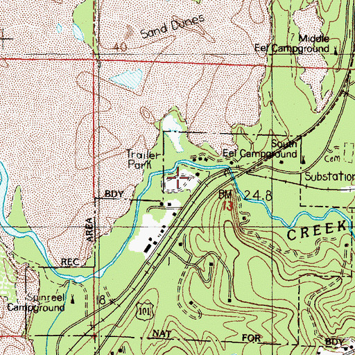 Topographic Map of Tenmile, OR